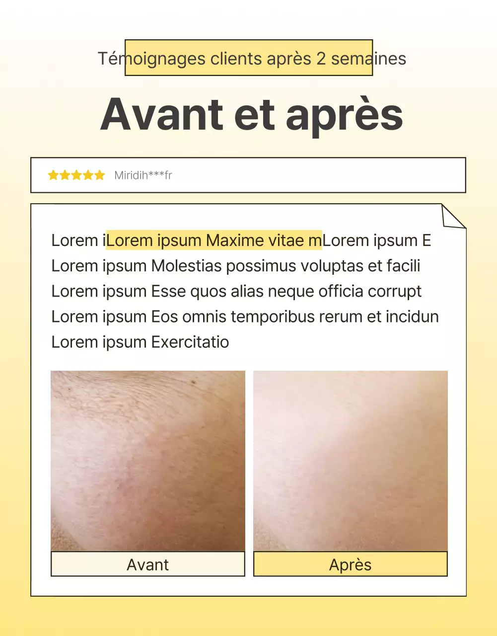 Promotion simple, optimisée pour les mobiles et détaillée sur les soins de la peau en jaune et orange