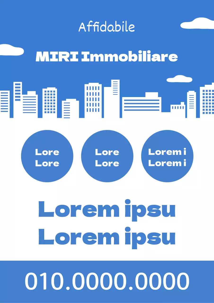 Semplice annuncio di vendita e affitto in blu e bianco