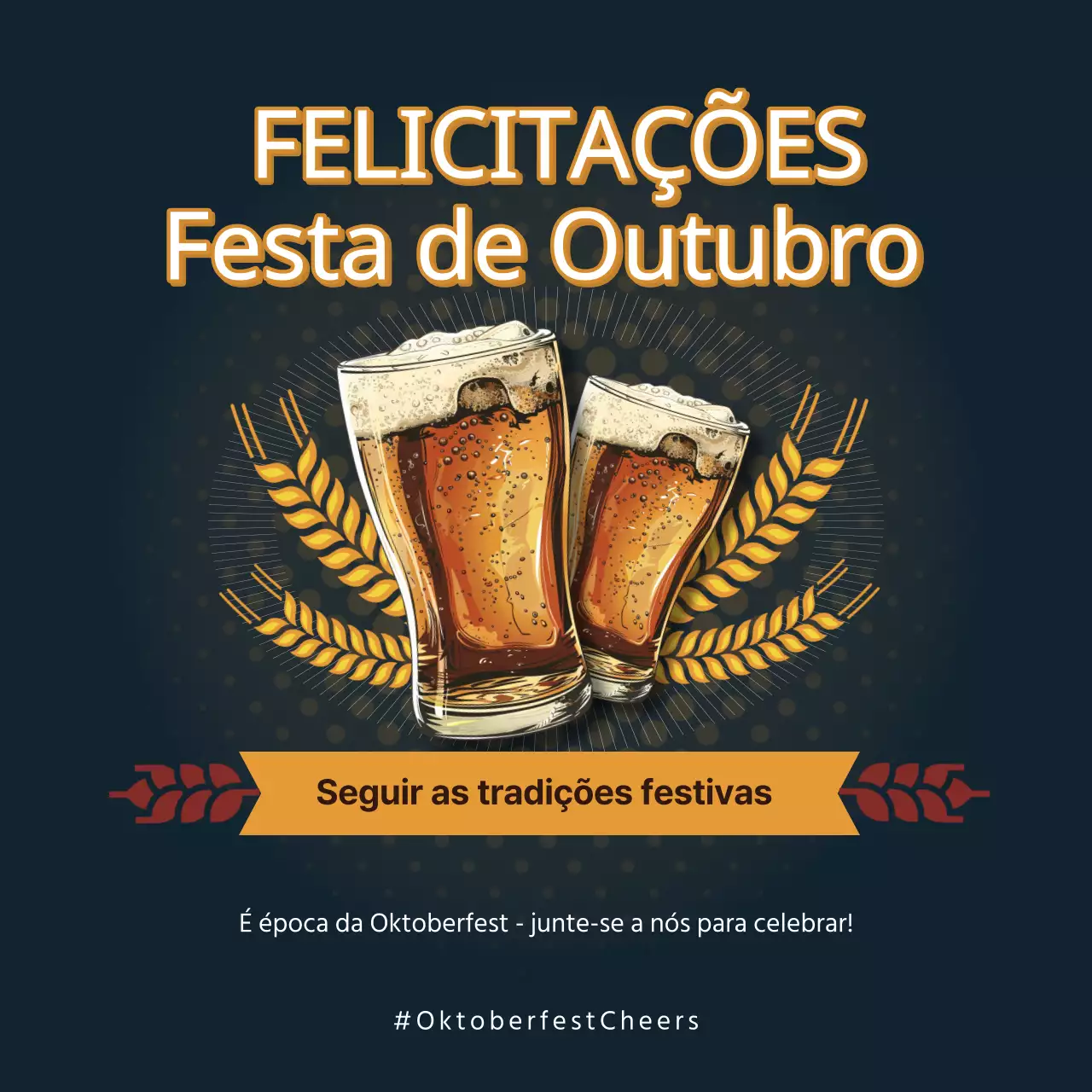 Anúncio de celebração da Oktoberfest moderna castanha e vermelha