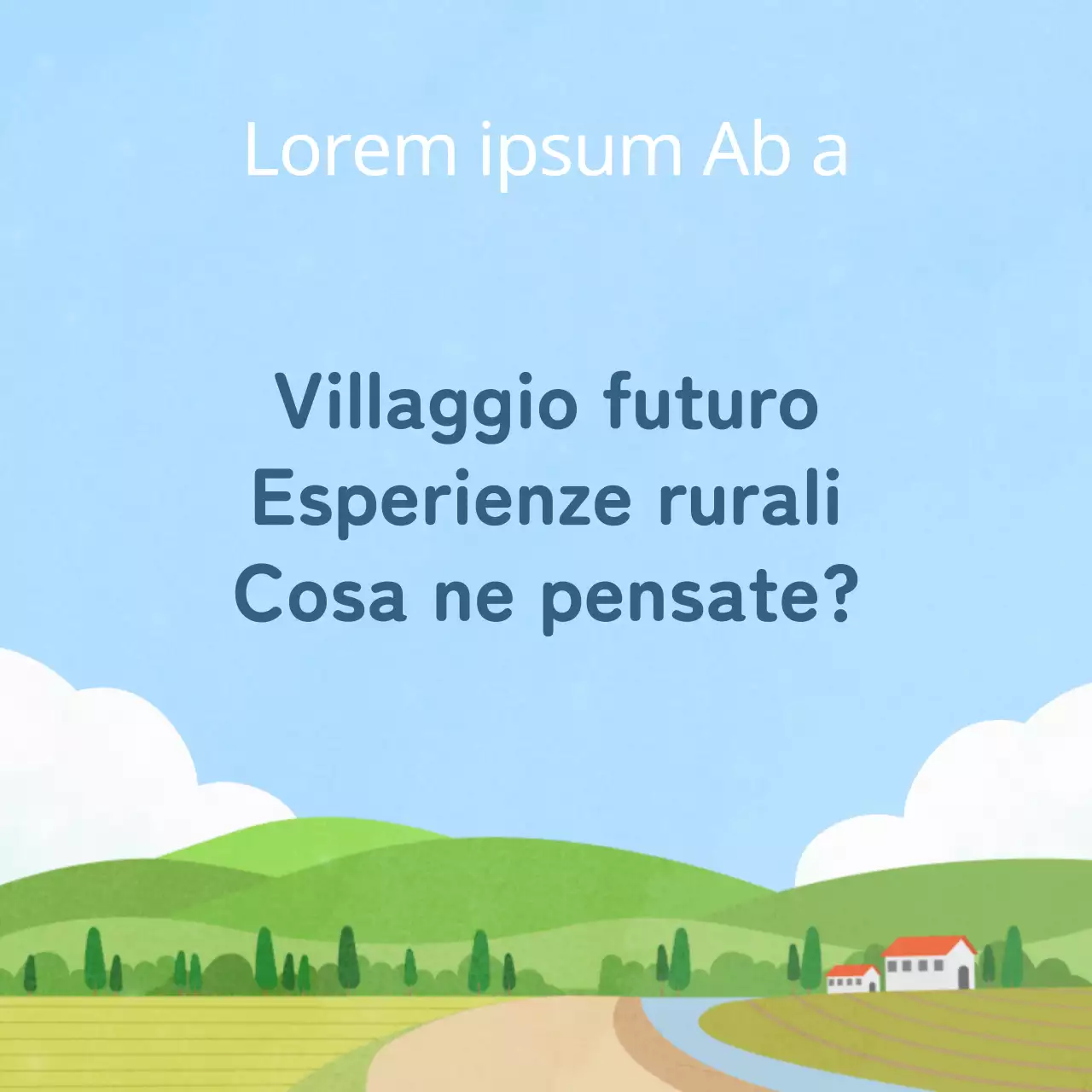 Promuovete il programma del villaggio di esperienza rurale semplice in azzurro e chartreuse