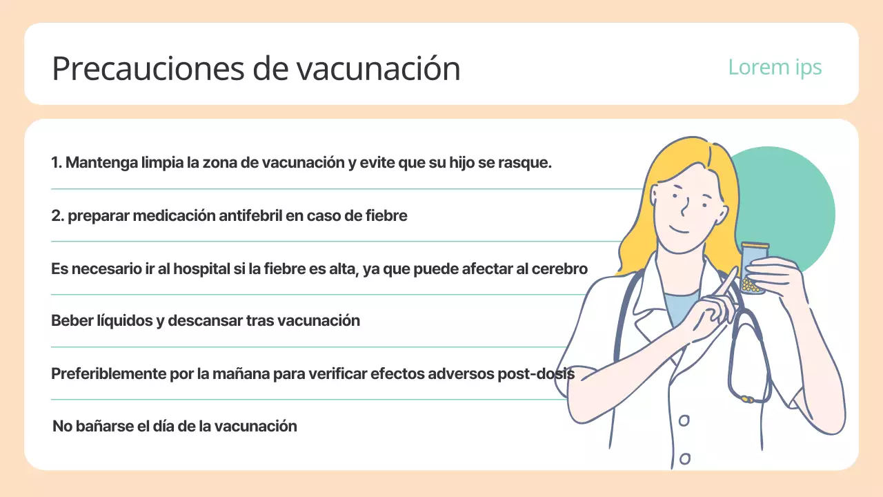 Una bonita guía beige y menta sobre vacunaciones