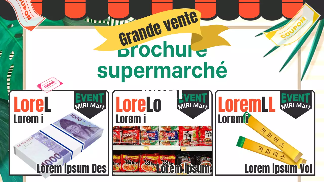 A propos du prospectus d'épicerie pop-art orange et vert