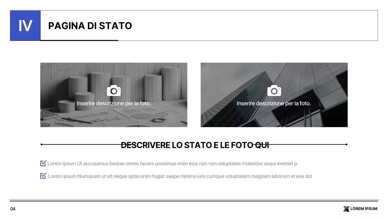 Semplice rapporto stampabile del settore pubblico in bianco e blu