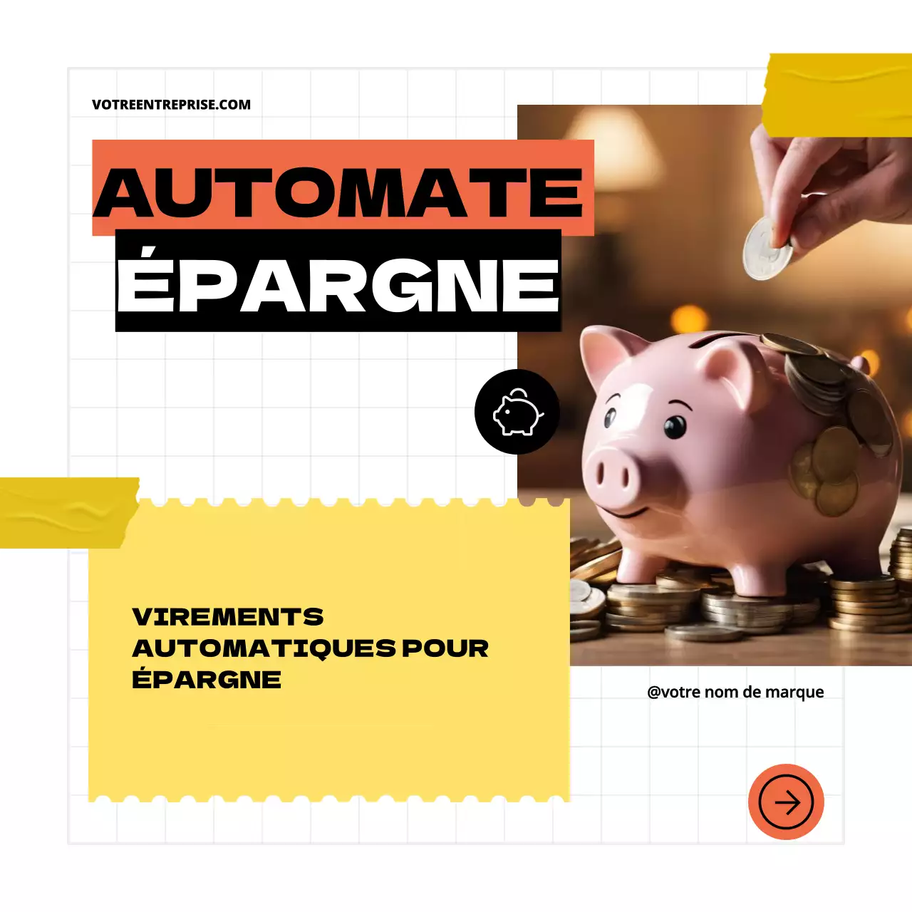 Jaune Noir Géométrique Pop Conseils pour améliorer votre plan d'épargne Carrousel Instagram