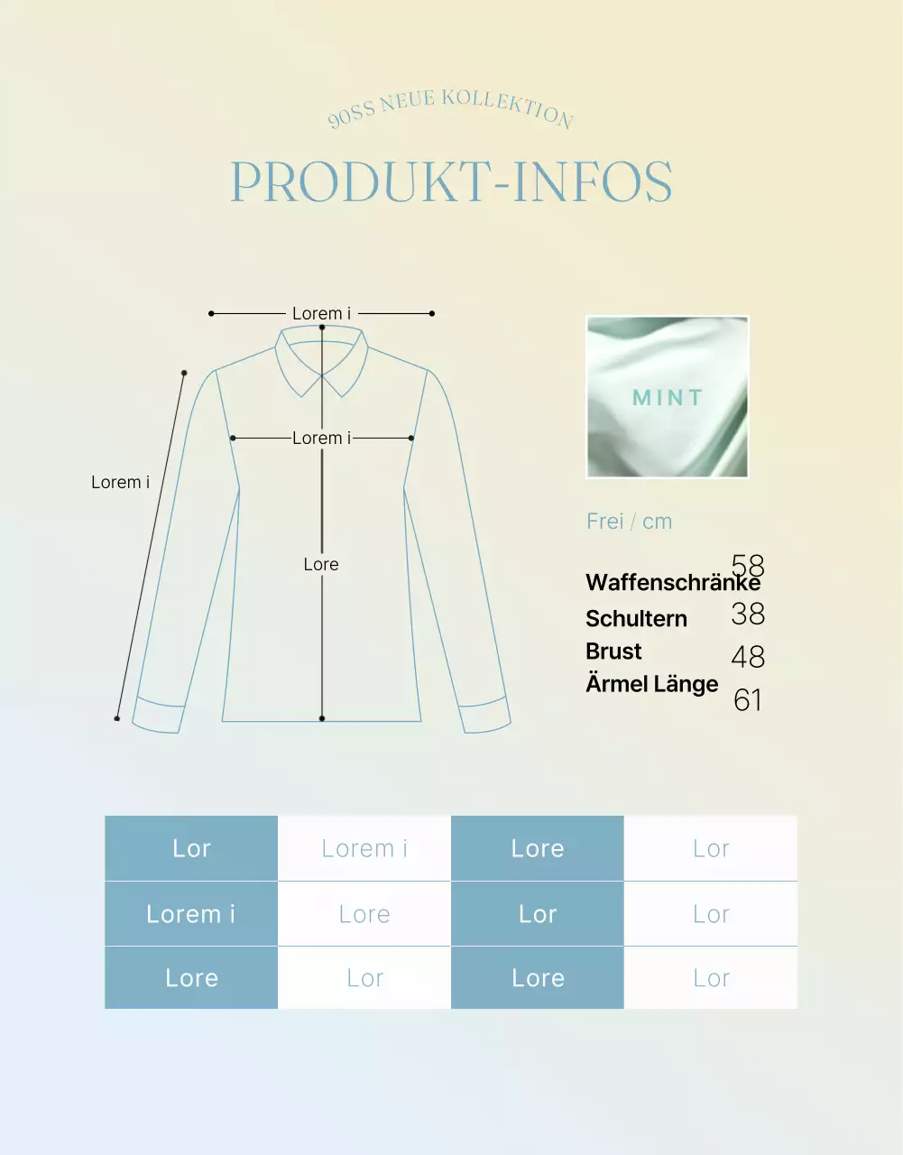 Werbung für ein trendiges Modezentrum in Hellblau und Gelb