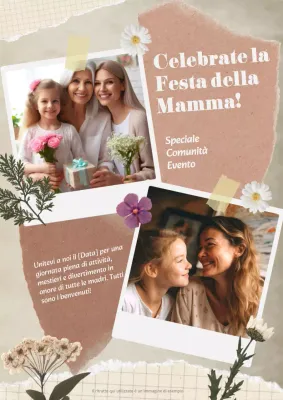 Materiale promozionale vintage beige e bianco per la Festa della Mamma