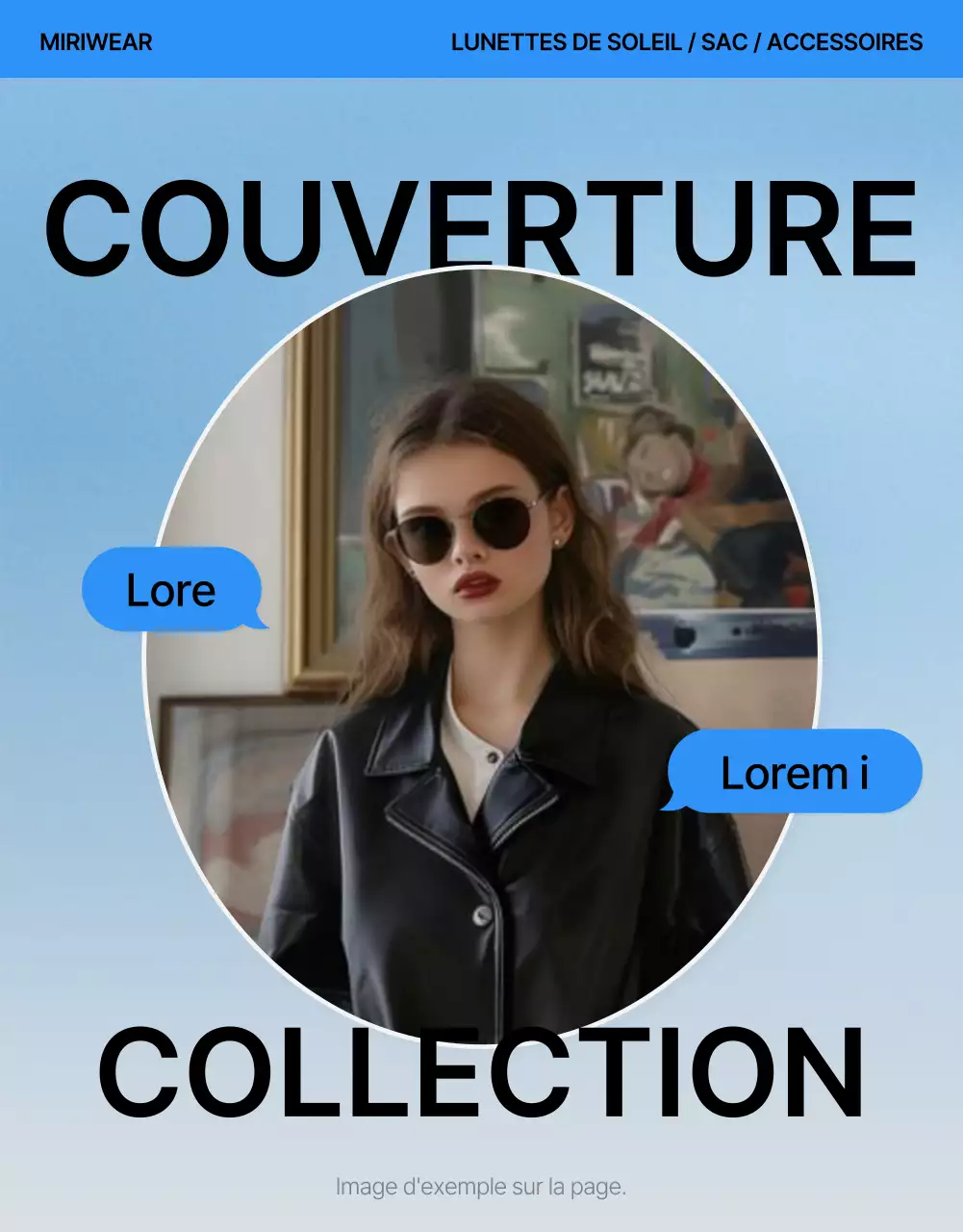 Promouvoir une page de couverture de mode bleue et blanche très tendance