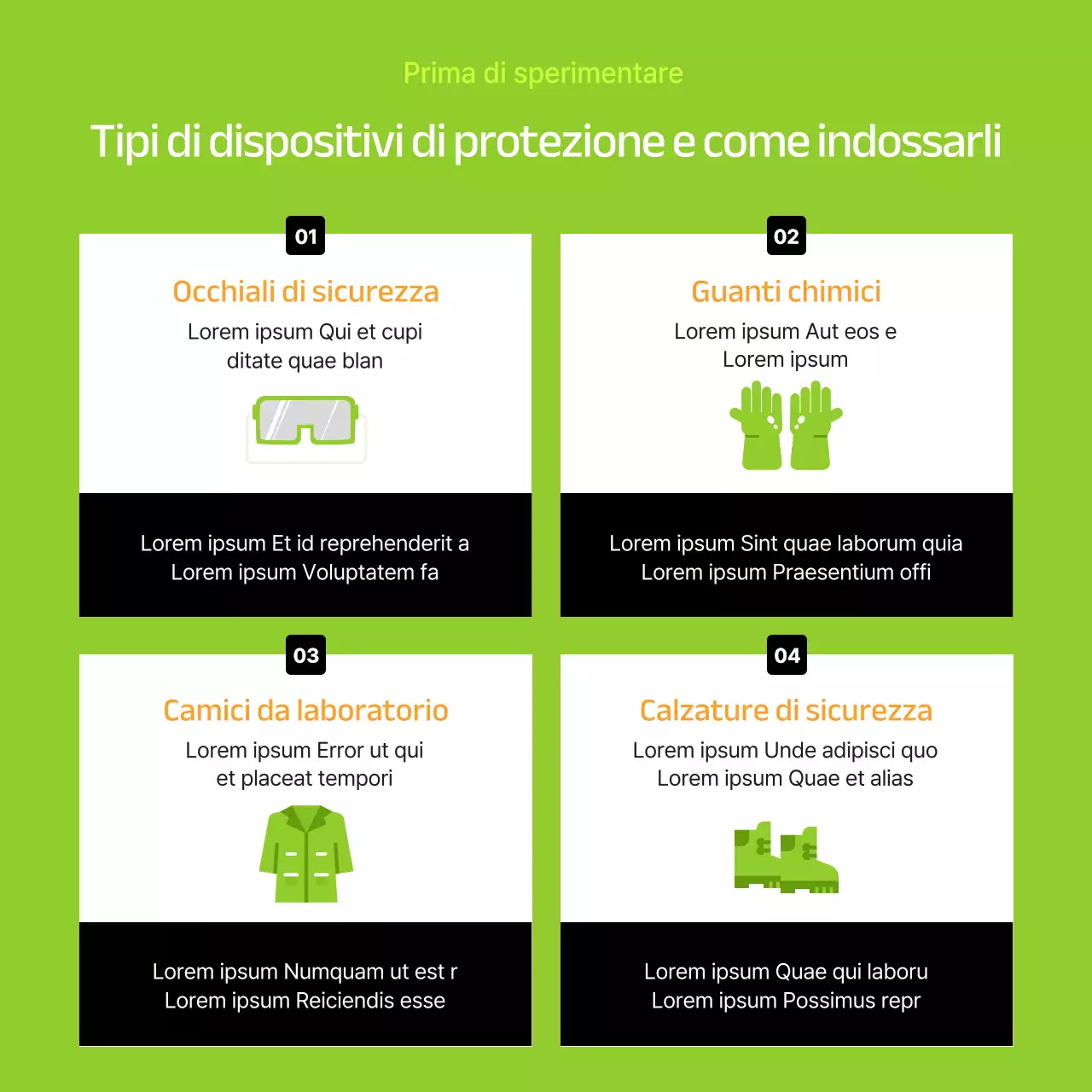Materiali di formazione sulla sicurezza in laboratorio moderni e di colore verde lime