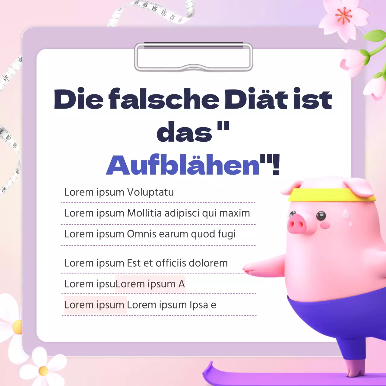 Werbung für die Adipositas-Klinik einer koreanischen Klinik mit einer hübschen malvenfarbenen Frühlingsblume.