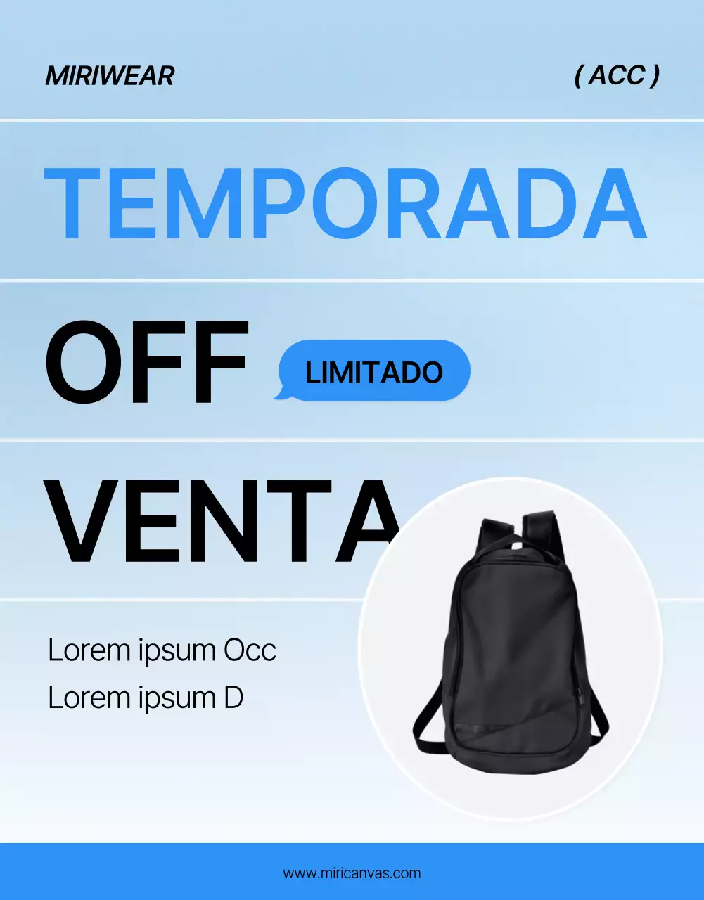 Promover una portada de página de detalles de moda en azul y blanco