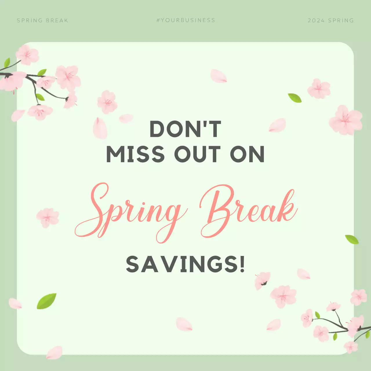 Postagem de mídia social de promoção de primavera verde e elegante