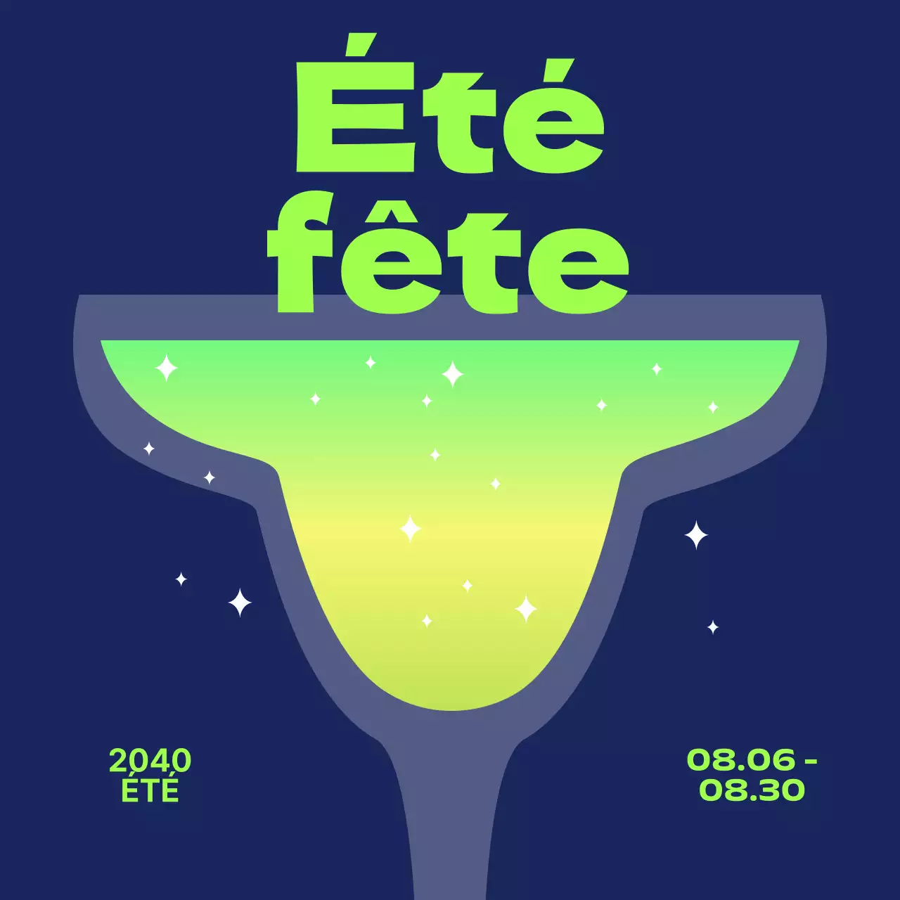 Festivals d'été avec dégradés, paillettes et polices gothiques