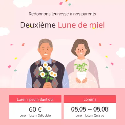 Une jolie publicité pour le tourisme de piété filiale sur fond rose