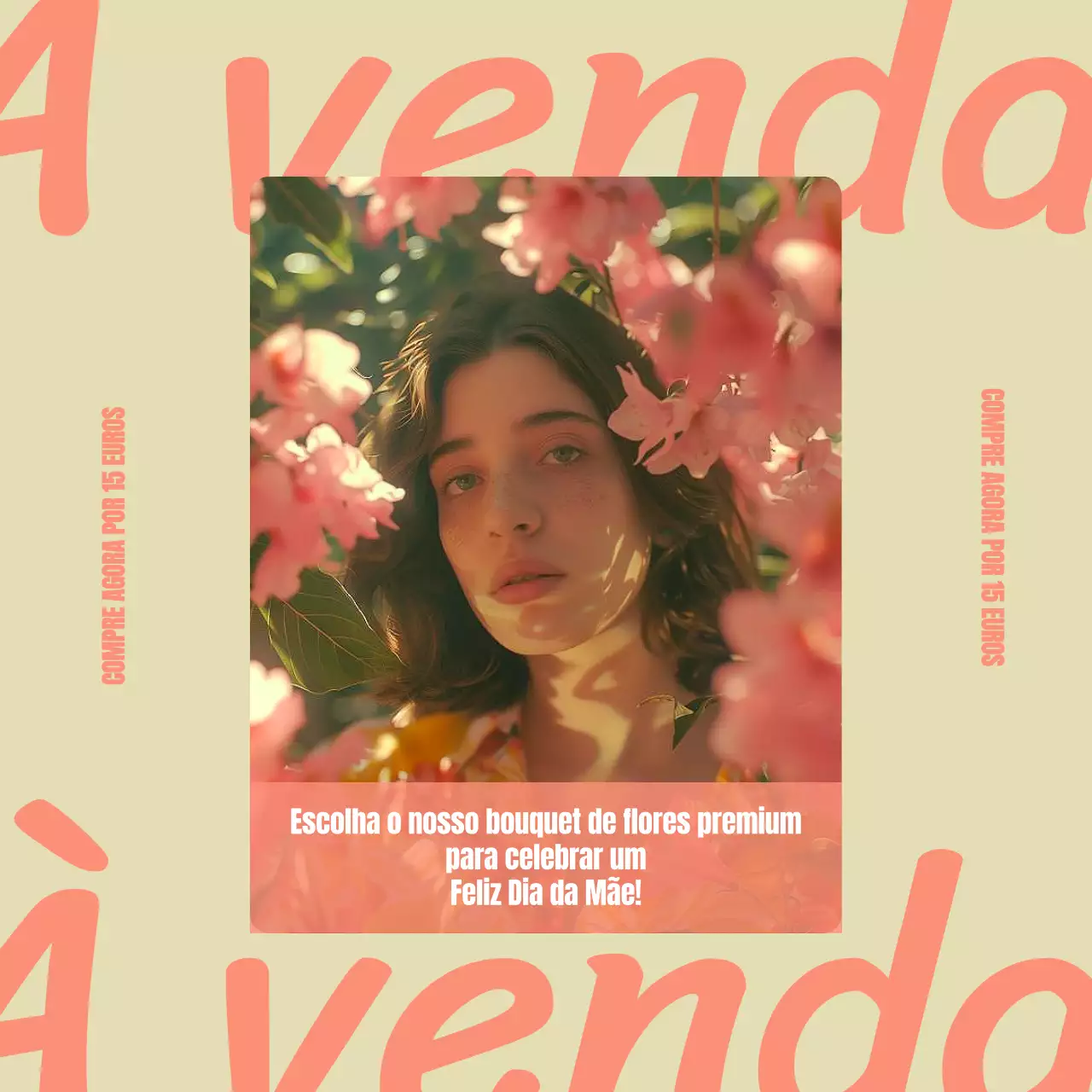 Amarelo e cor-de-rosa Minimal Moderno Feliz Dia das Mães Bouquet de flores Postagem no Instagram