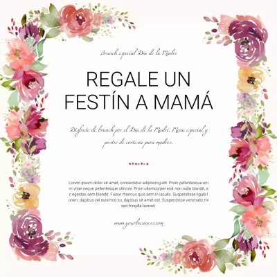 Promoción Menú Especial Día de la Madre Beige Rosa Natural Acuarela