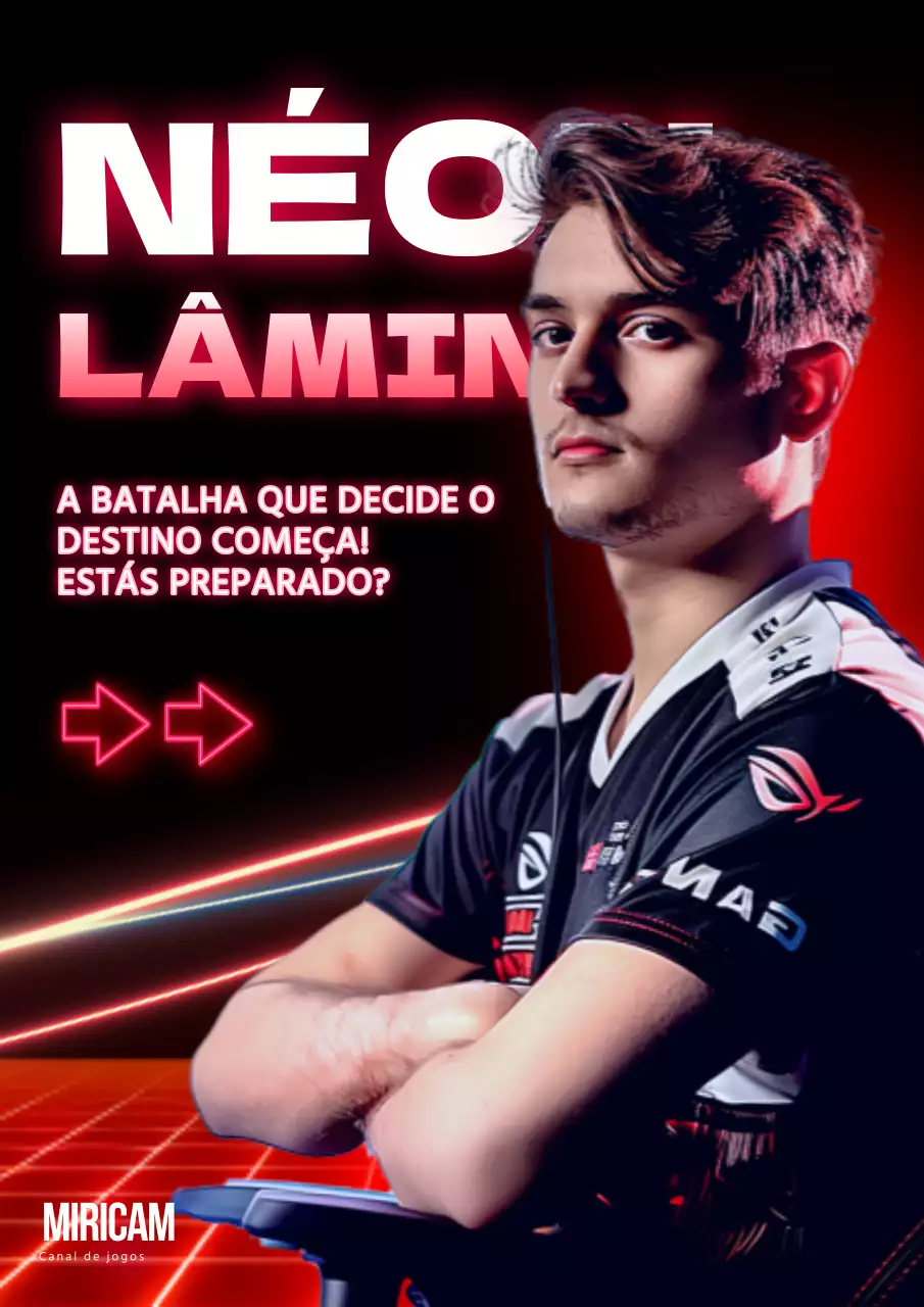 Promoção de progamas em preto e vermelho, inspirada no cyberpunk