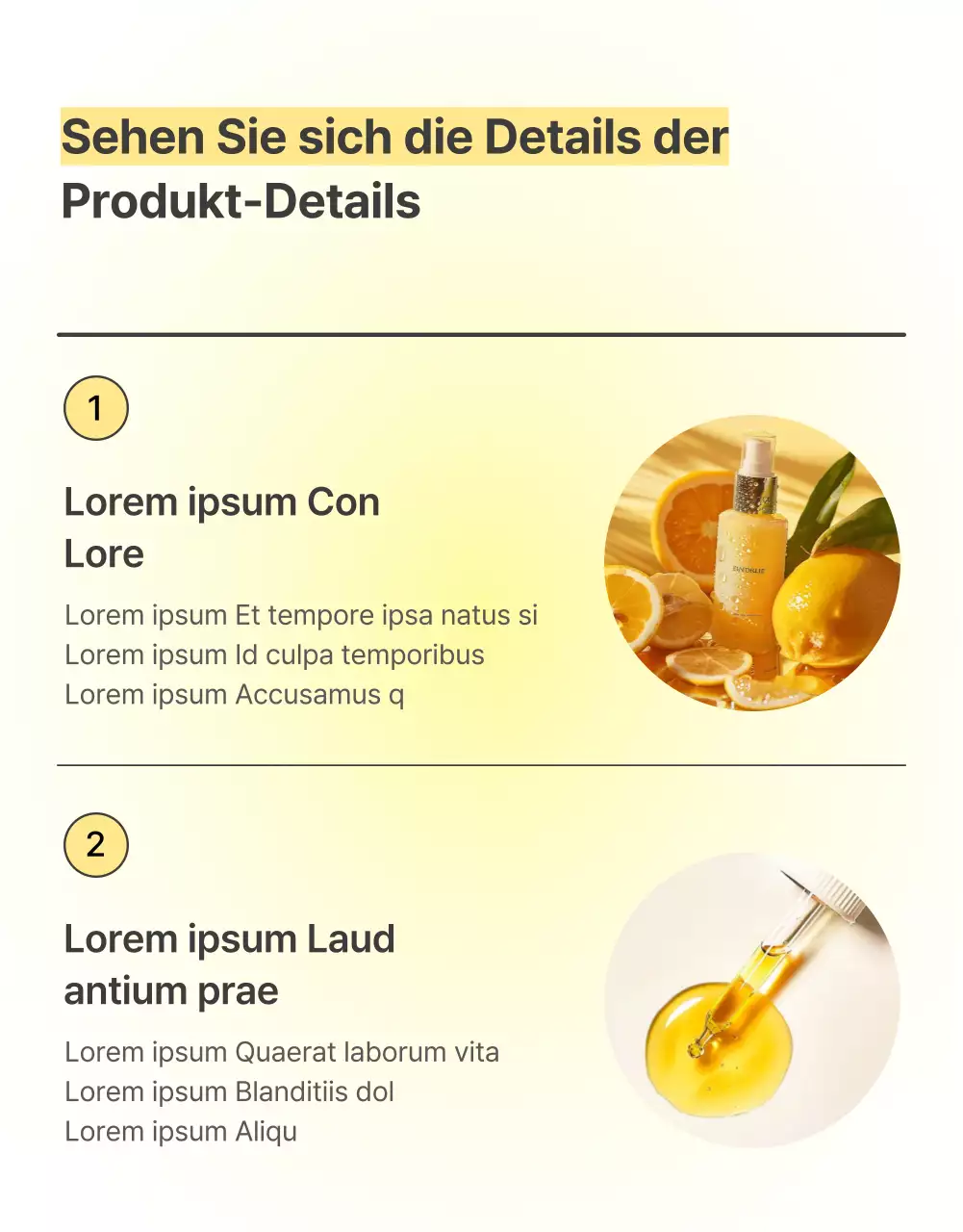 Förderung einfacher Hautpflegekosmetik in Gelb und Orange