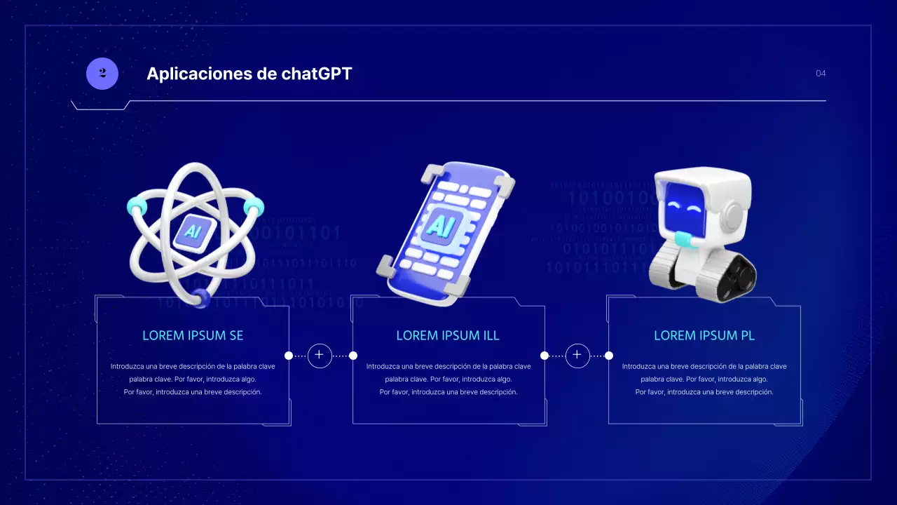 Presentación de una IA cibernética en colores azul y fluorescente