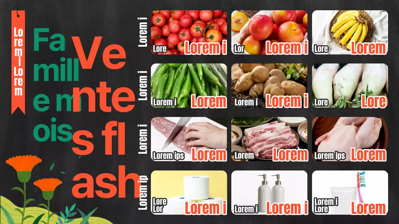 A propos du prospectus d'épicerie pop-art orange et vert