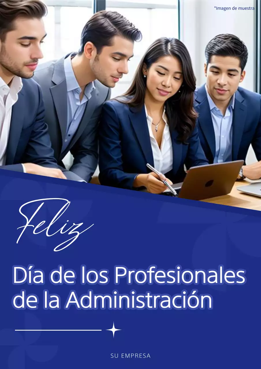 Publicidad en blanco y azul del Día de la Administración