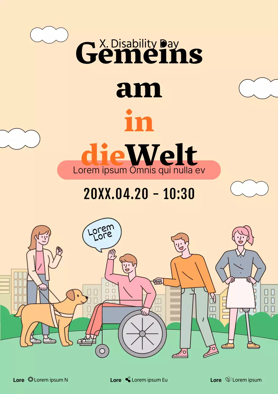 Orange-grünes Plakat zum Tag der Behinderten