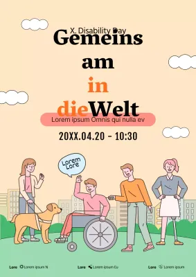 Orange-grünes Plakat zum Tag der Behinderten