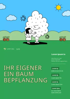 Niedliches Green-Day-Werbeplakat in Grün und Himmelblau