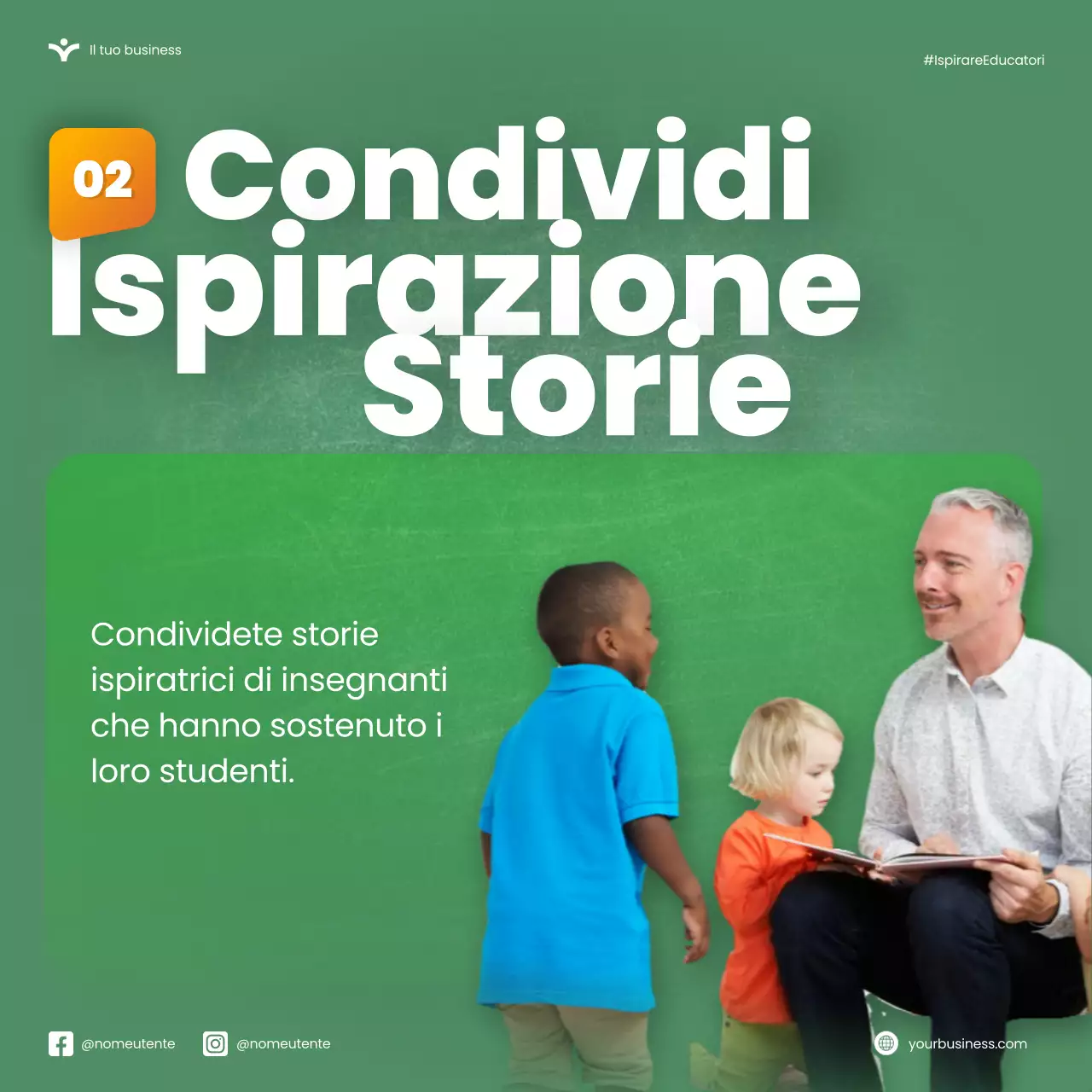 Verde Arancione Moderno Settimana nazionale di apprezzamento degli insegnanti Microblog Carosello di suggerimenti