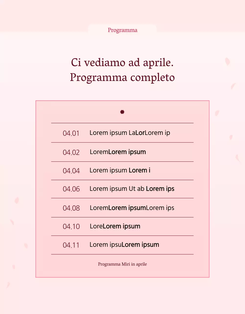 Promozione del programma dei centri artistici di fascia alta rosa e bianchi
