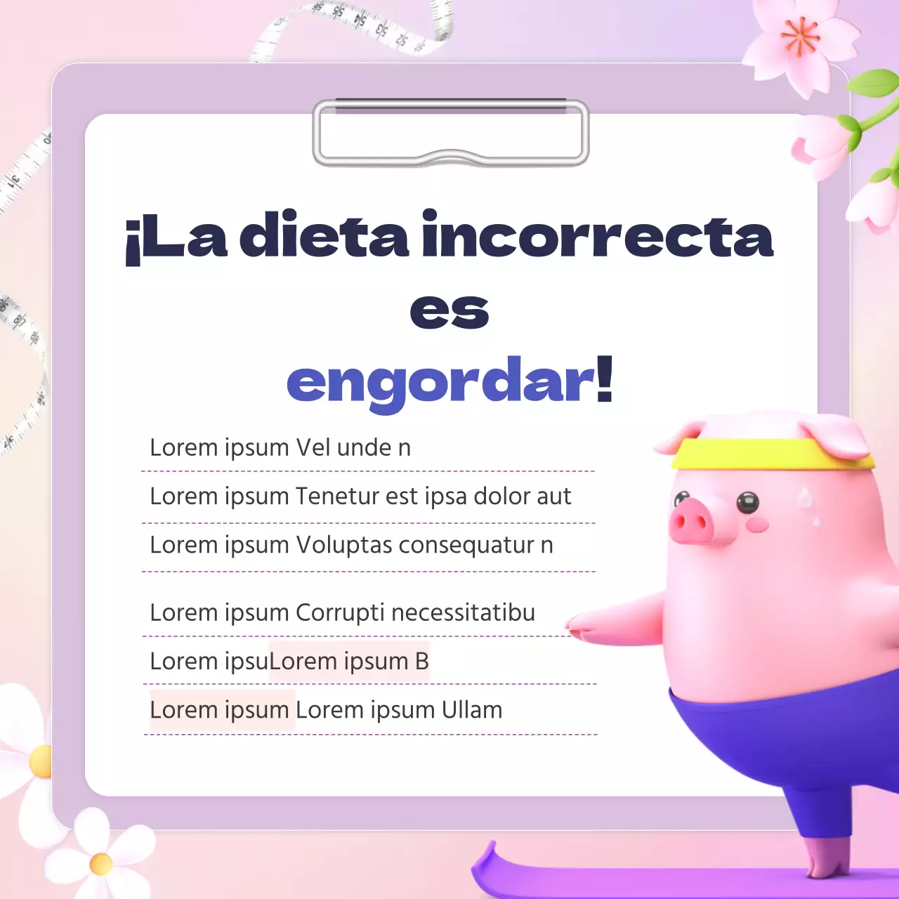 Promoción de la clínica de obesidad de una clínica coreana con una bonita flor primaveral en color malva.