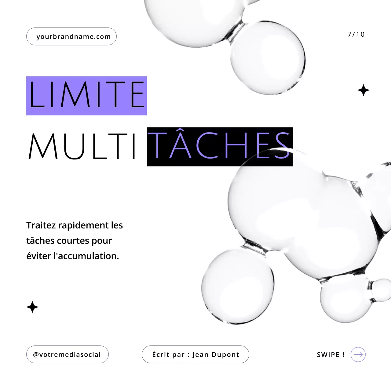 Guide de productivité et de flux de travail moderne en violet et blanc