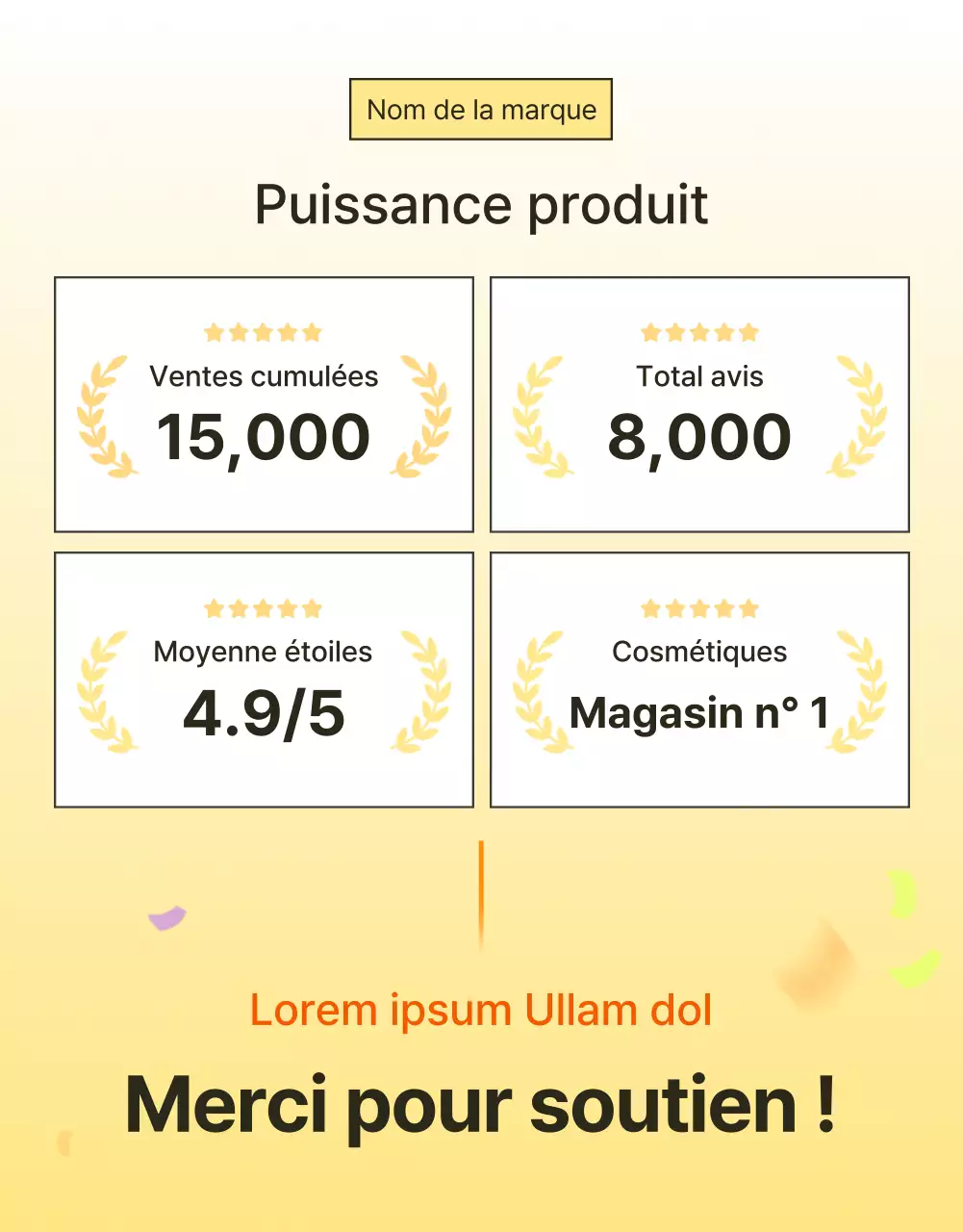 Promotion simple, optimisée pour les mobiles et détaillée sur les soins de la peau en jaune et orange