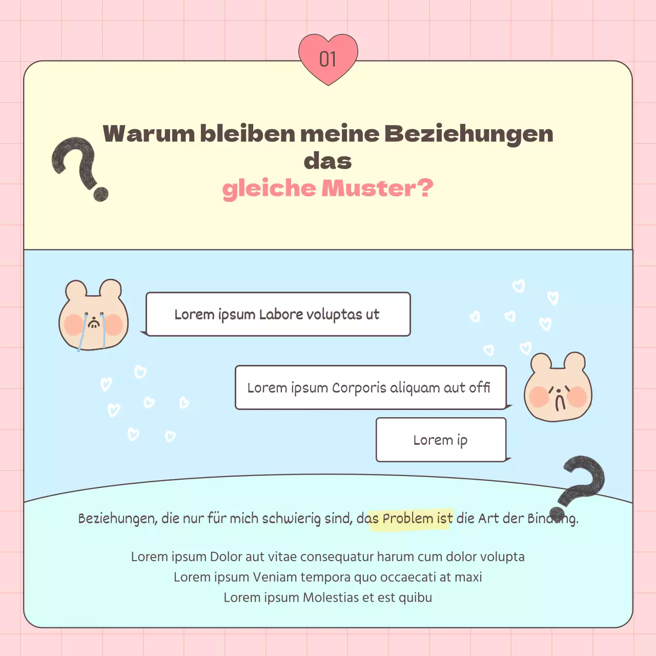 Ein Leitfaden für erwachsene Bindungsstile in Rosa und Hellblau