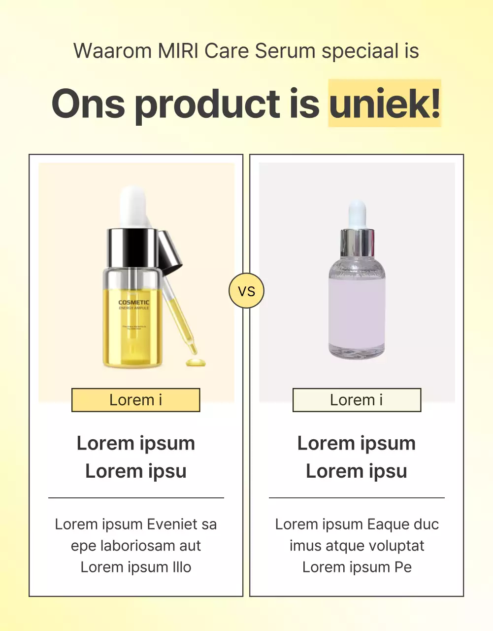 Promoot eenvoudige huidverzorgingscosmetica in geel en oranje