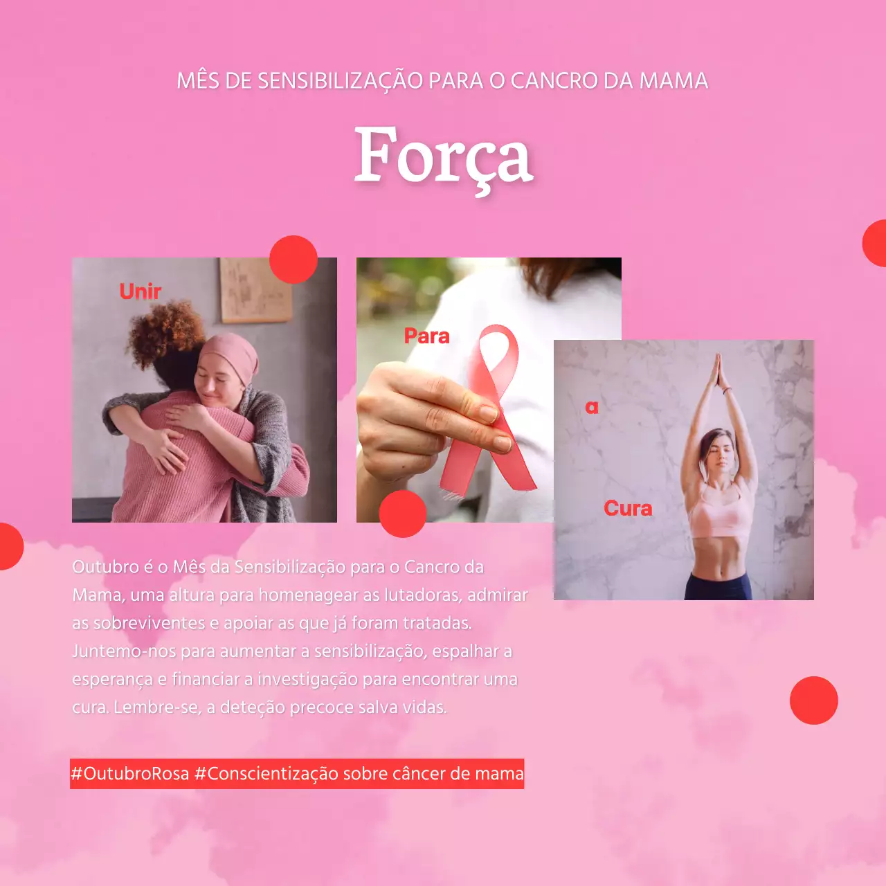 Campanha cor-de-rosa e vermelha do mês de sensibilização para o cancro da mama