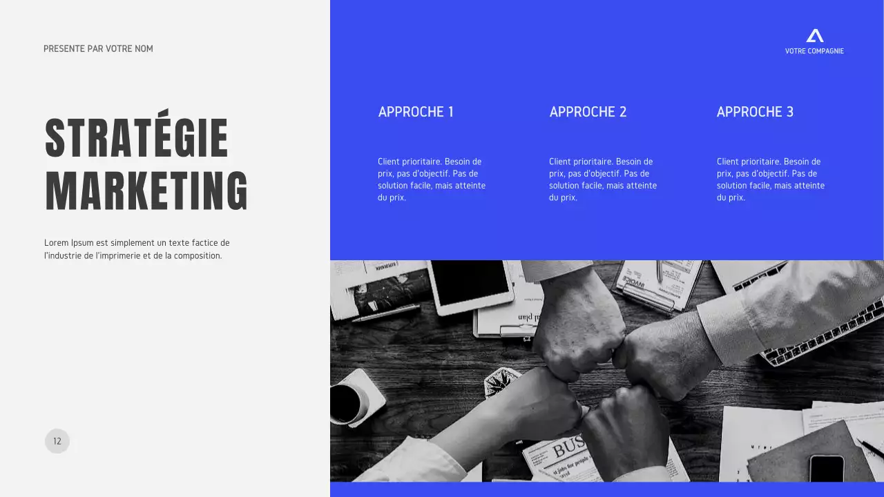 Noir Blanc Gris Stratégie d'entreprise minimale