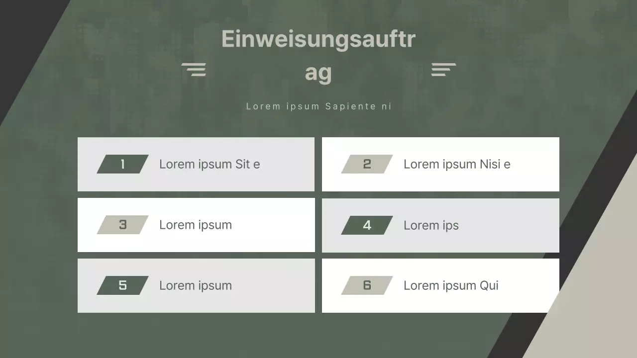 Eine schlichte, khakifarbene Präsentation für das Unteroffiziersbriefing