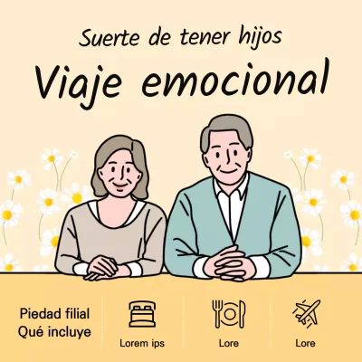 Un bonito anuncio turístico sobre la piedad filial con fondo amarillo