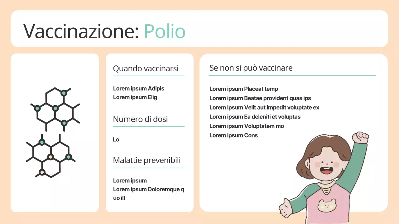 Una simpatica guida alle vaccinazioni in beige e menta