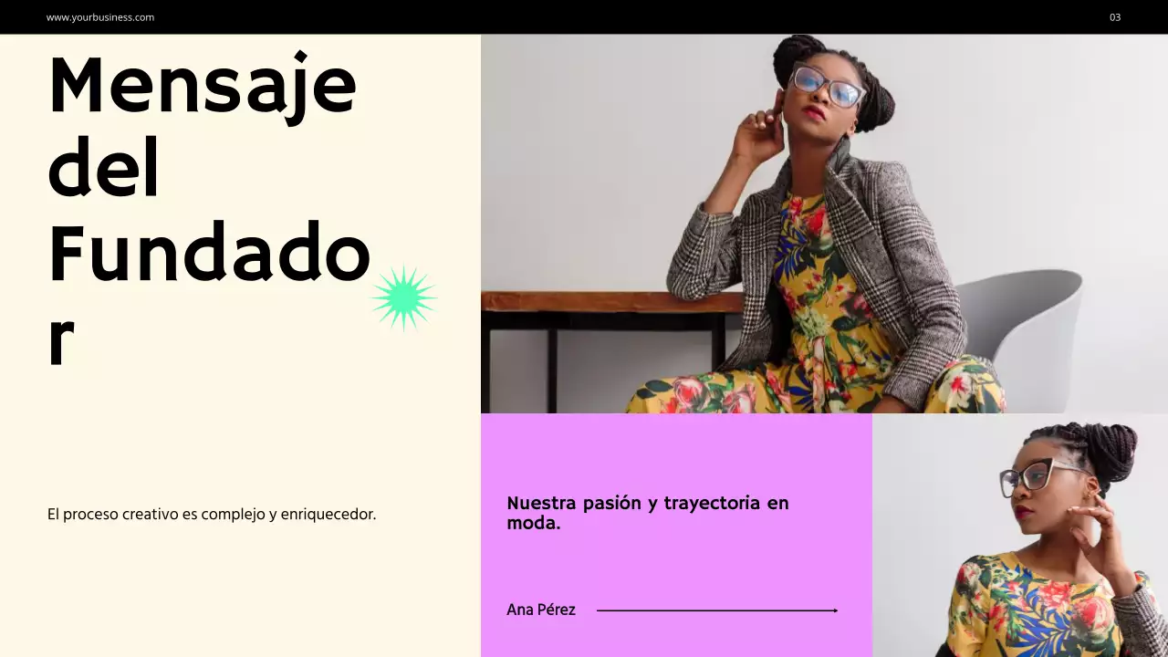 Purple Green Bold Fashion Perfil empresarial Presentación de la empresa