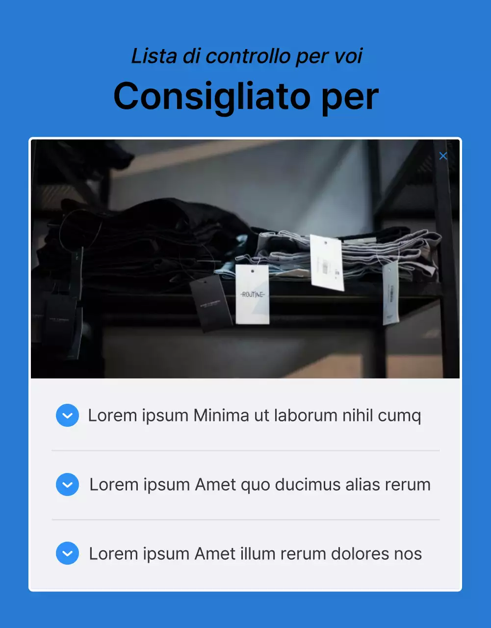 Promuovere una pagina di dettaglio mobile di moda blu e bianca di tendenza