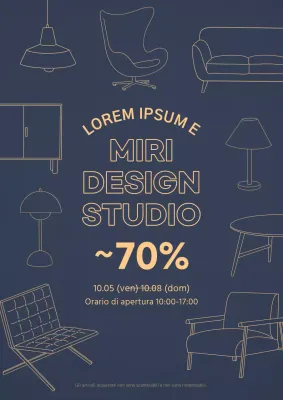 Annuncio di interni minimalisti blu navy