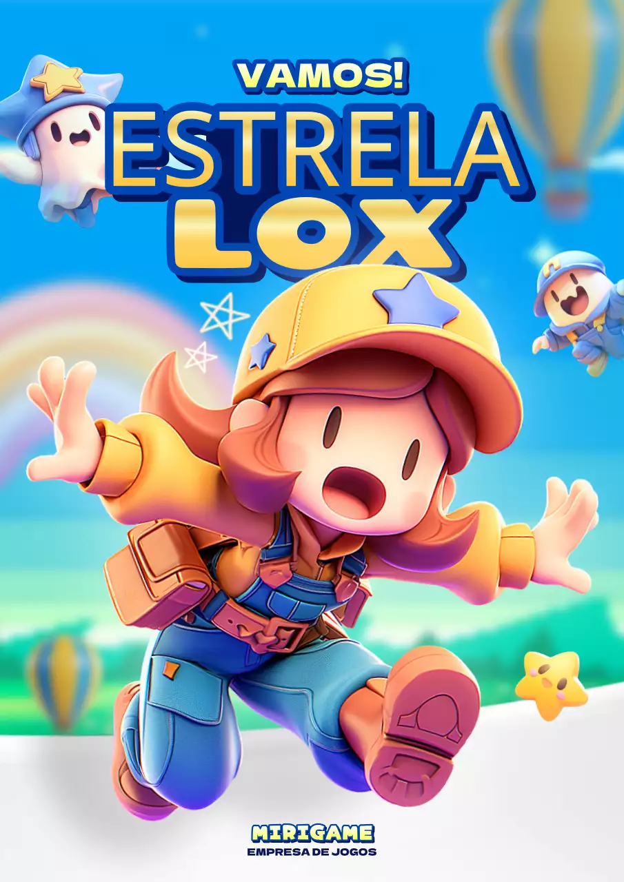 Promover um bonito jogo de aventura amarelo e azul claro