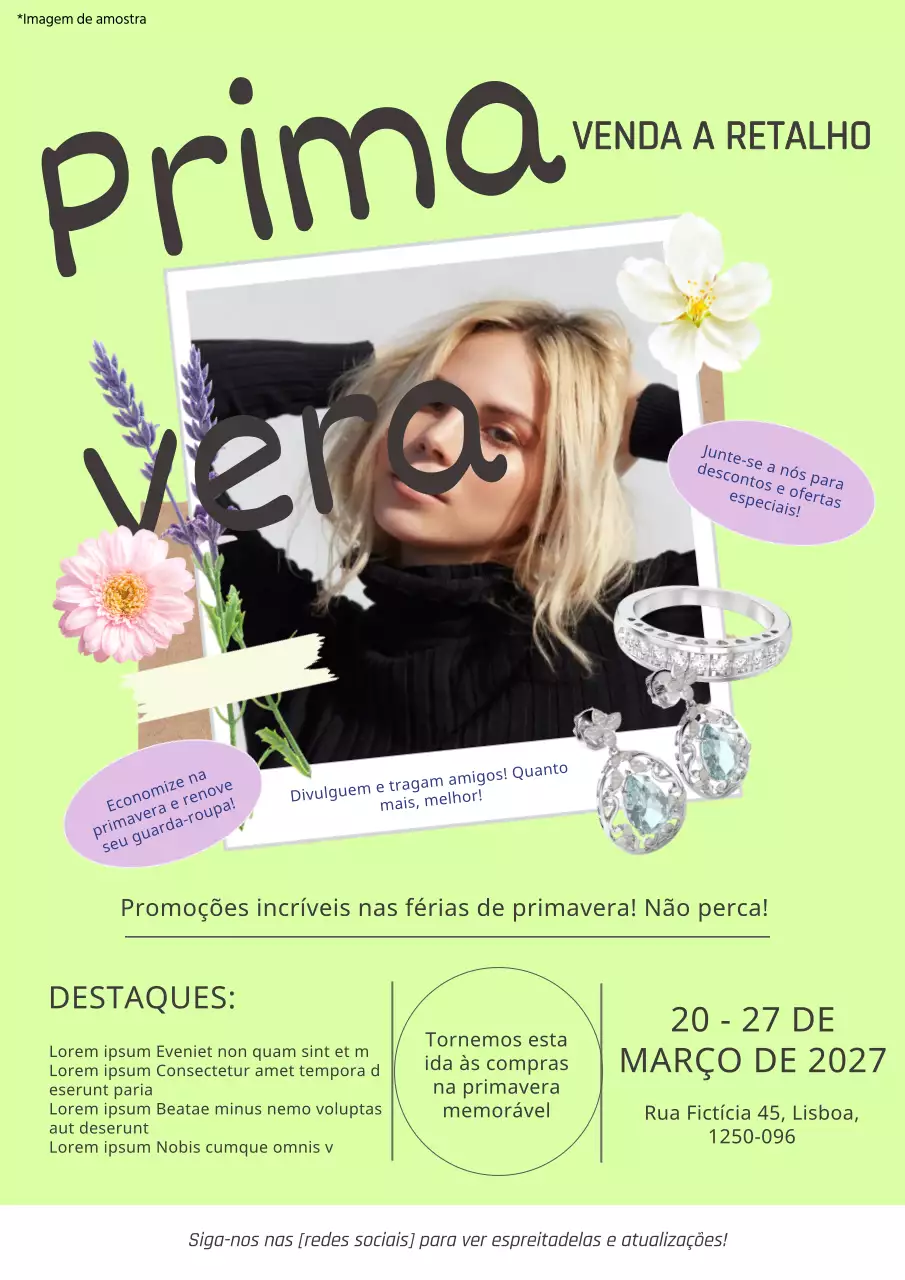 Anúncio de venda de férias de primavera moderno verde e roxo