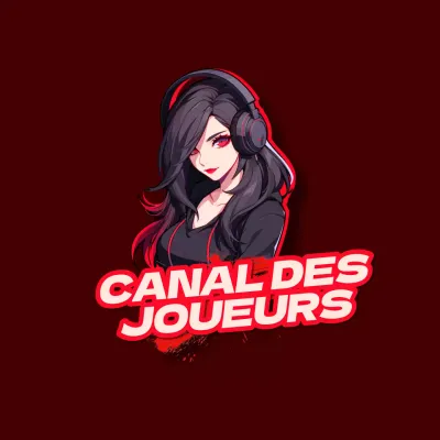noir et rouge illustré lady gamer channel logo titre principal
