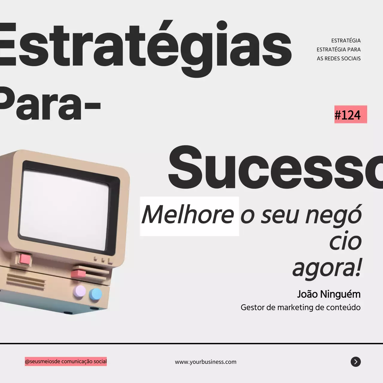 Cinzento Retro Negrito Estratégia empresarial Dicas Instagram Carrossel Post