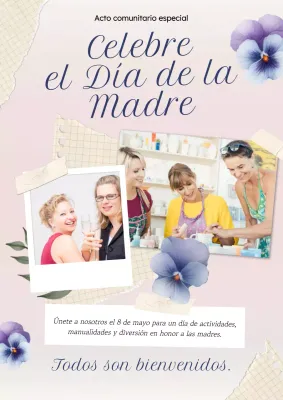 Volante vintage rosa claro para felicitar el Día de la Madre