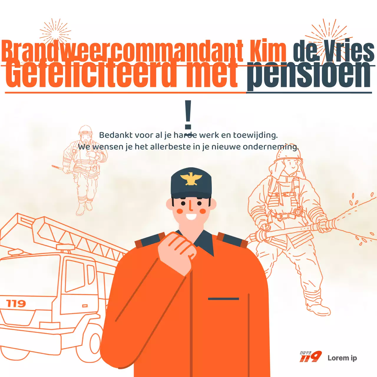 Basisinformatie over de viering van de pensionering van brandweerlieden in oranje