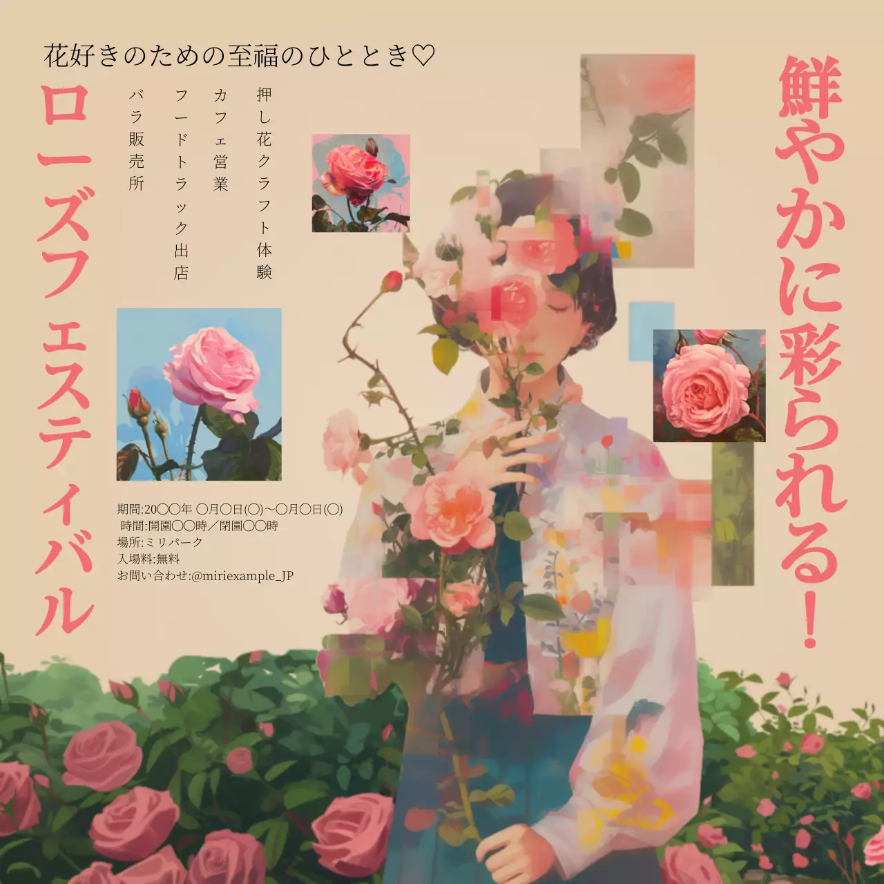 ベージュ オシャレ フェスティバル ポスター SNS投稿 正方形