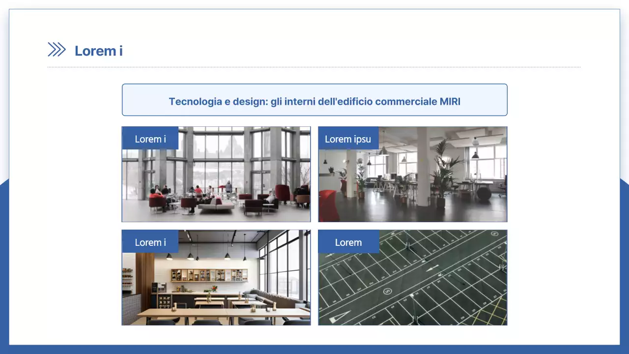 Moderno prospetto del costruttore in bianco e blu